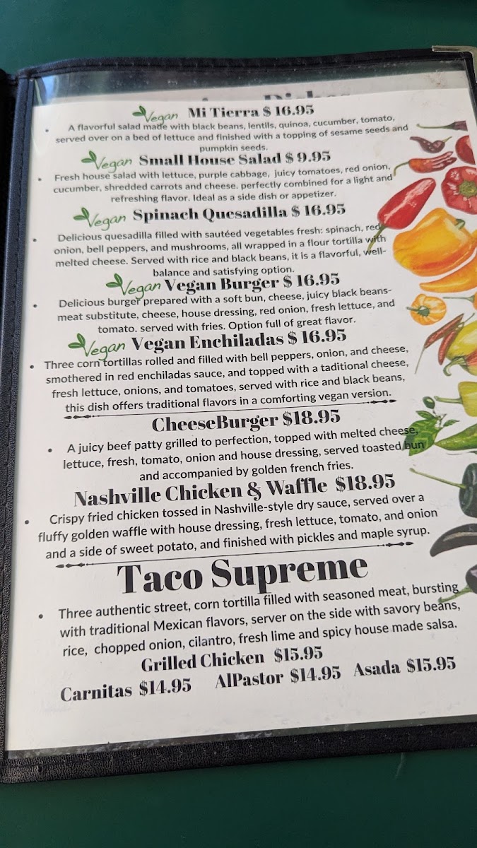 Chiles y Milagros menu board