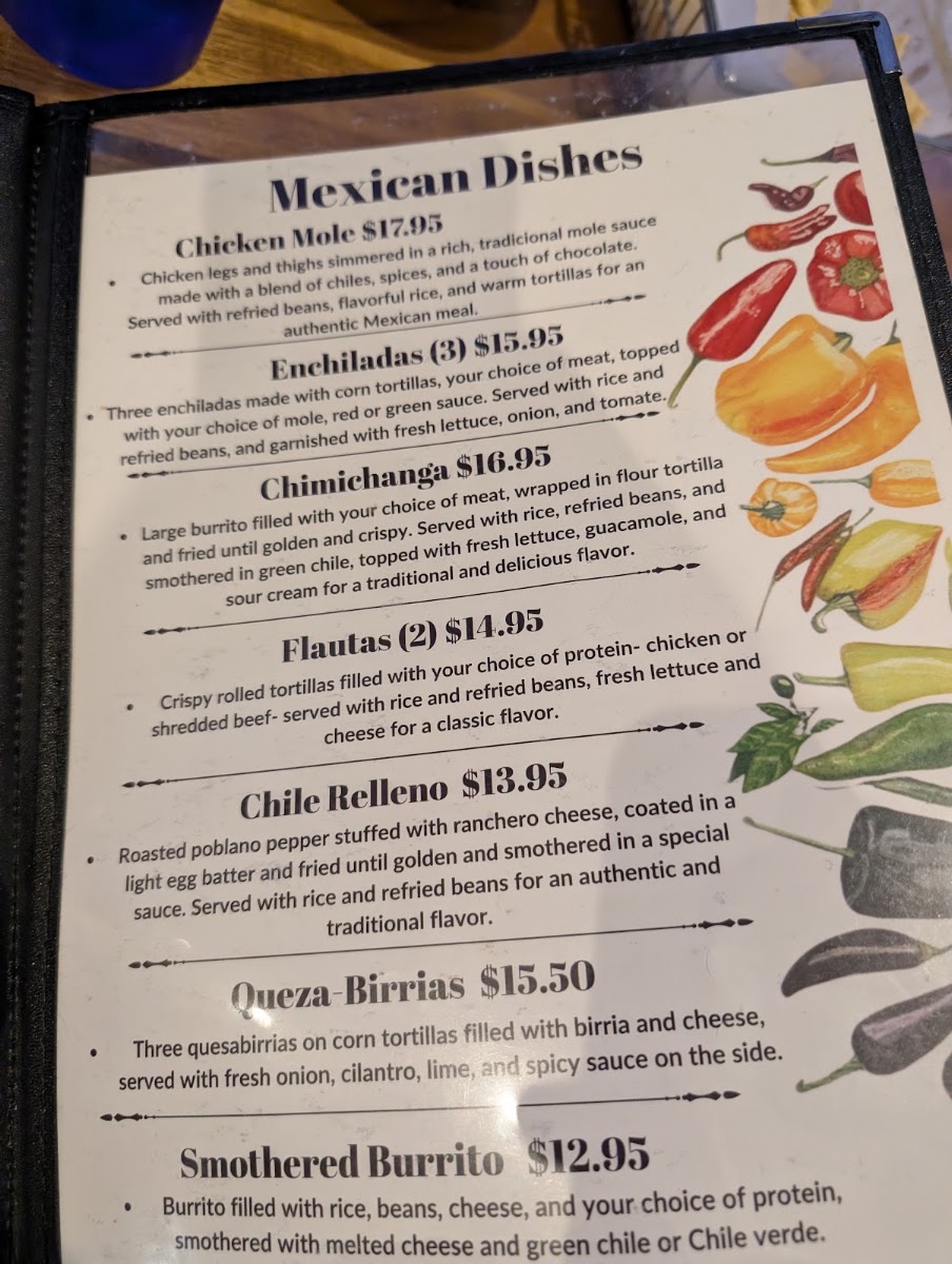 Chiles y Milagros menu board