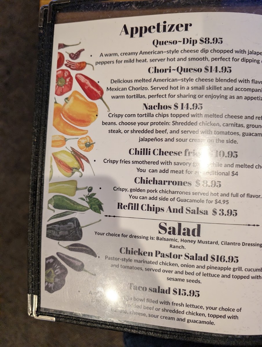 Chiles y Milagros menu board