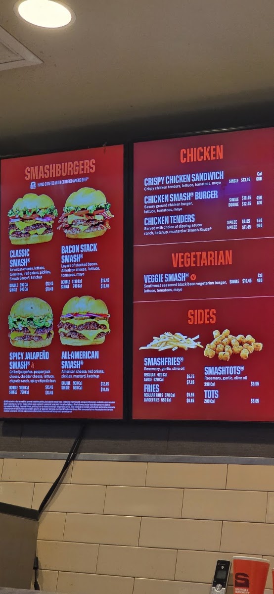 Smashburger menu board