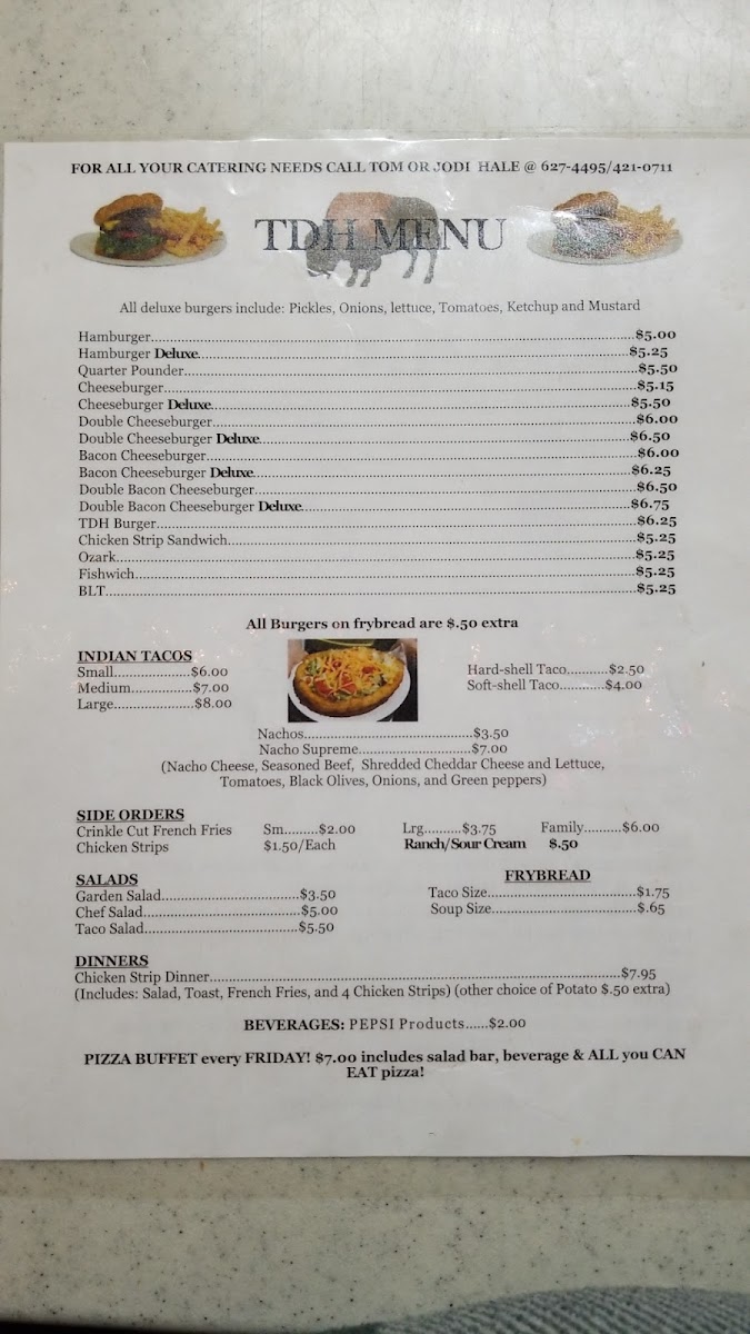 TDH Fast Foods menu board