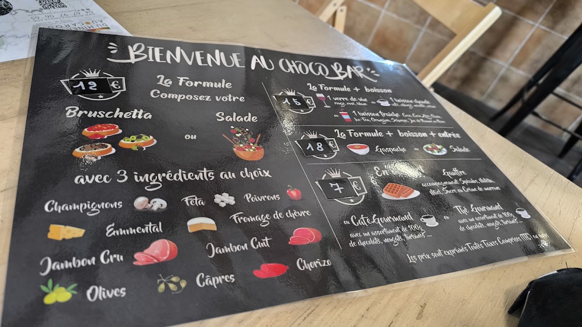 Choco Bar menu board