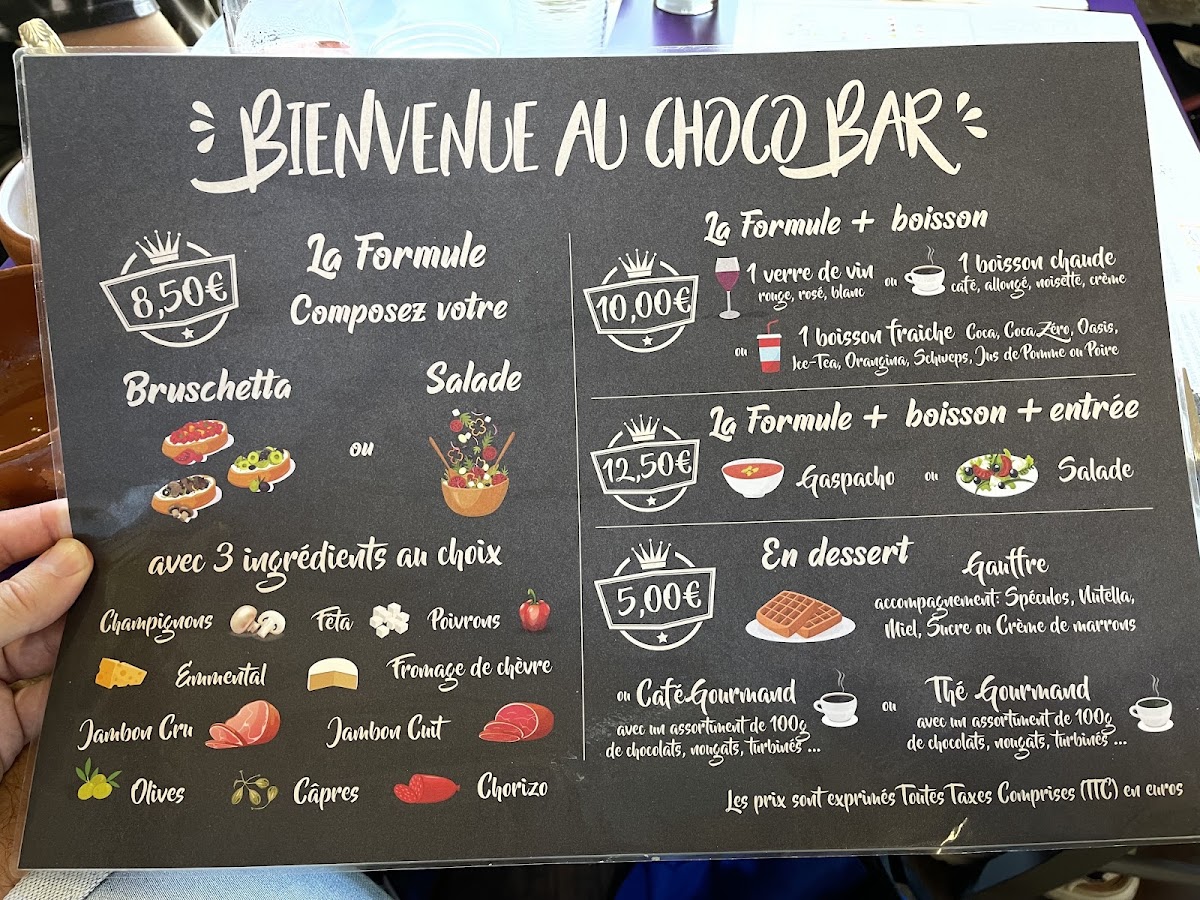 Choco Bar menu board