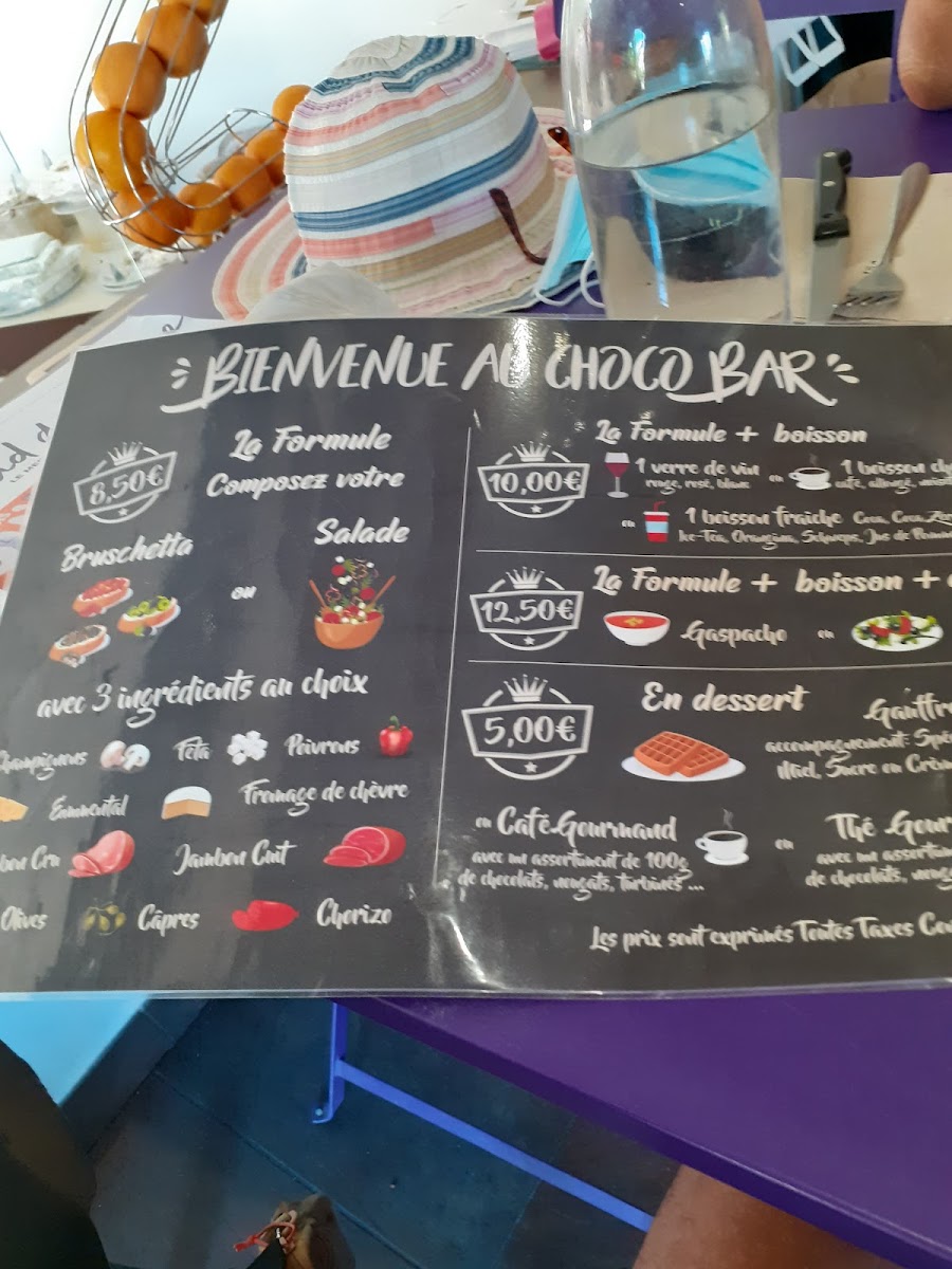 Choco Bar menu board