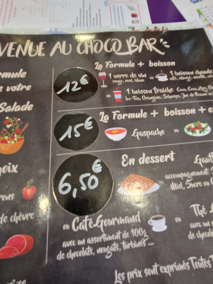 Choco Bar menu board