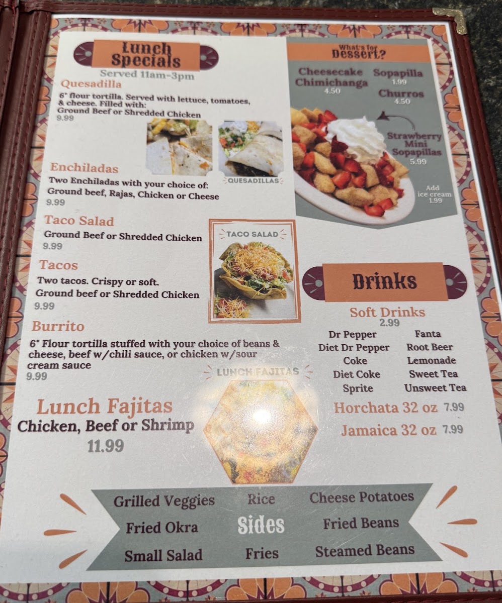 El Gusto Mexican Grill menu board