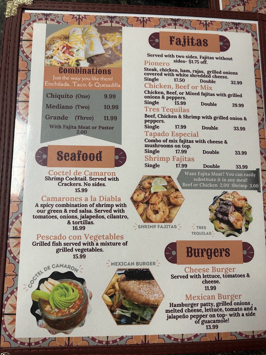 El Gusto Mexican Grill menu board
