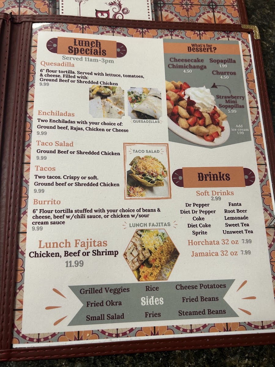 El Gusto Mexican Grill menu board