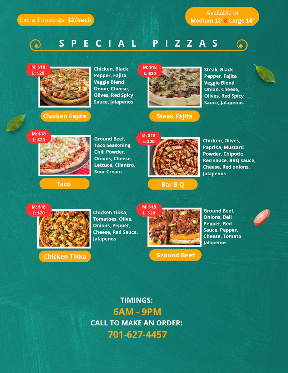 Dakota Check Cashing & Service menu board