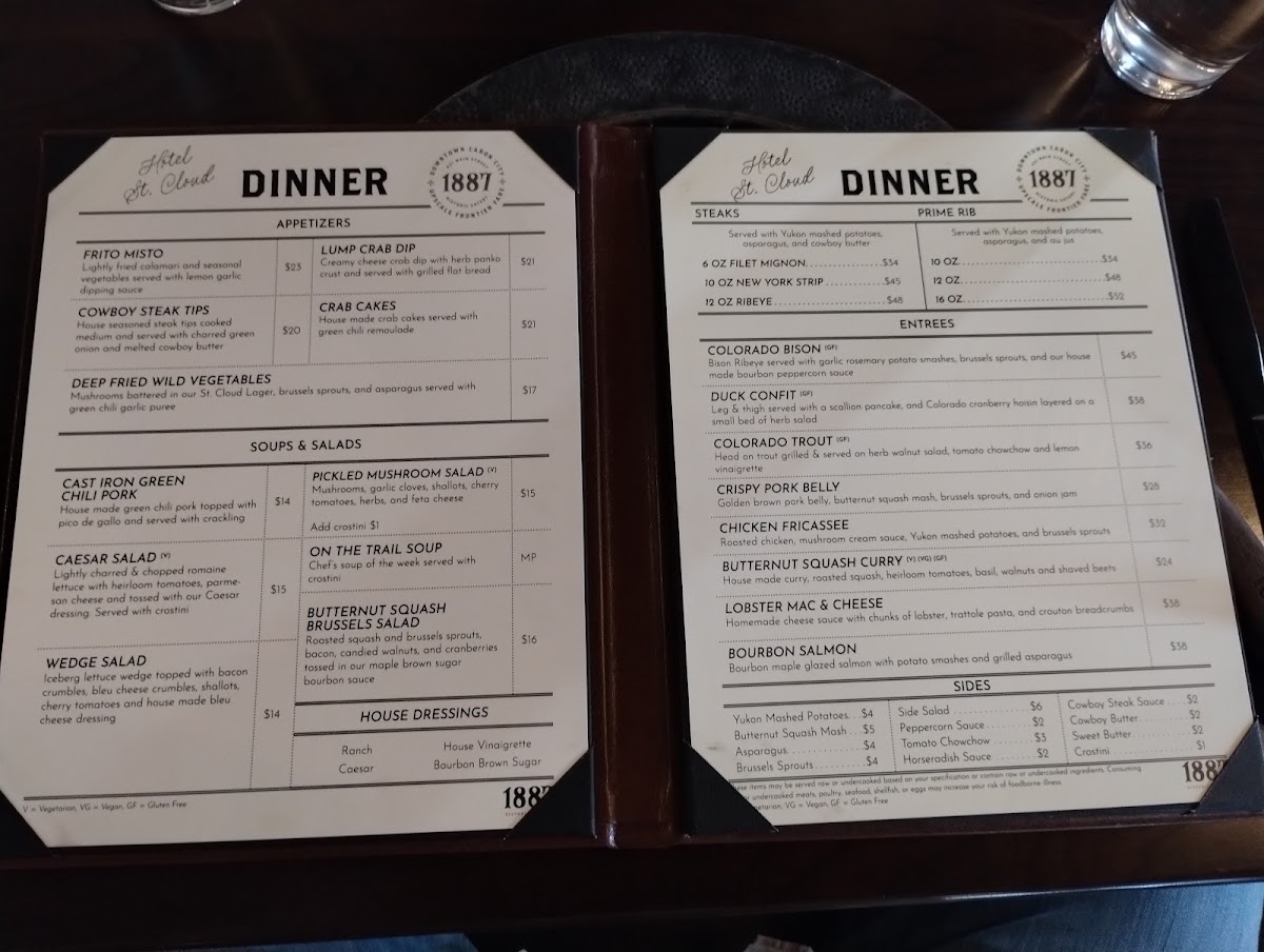1887 Historic Eatery menu board