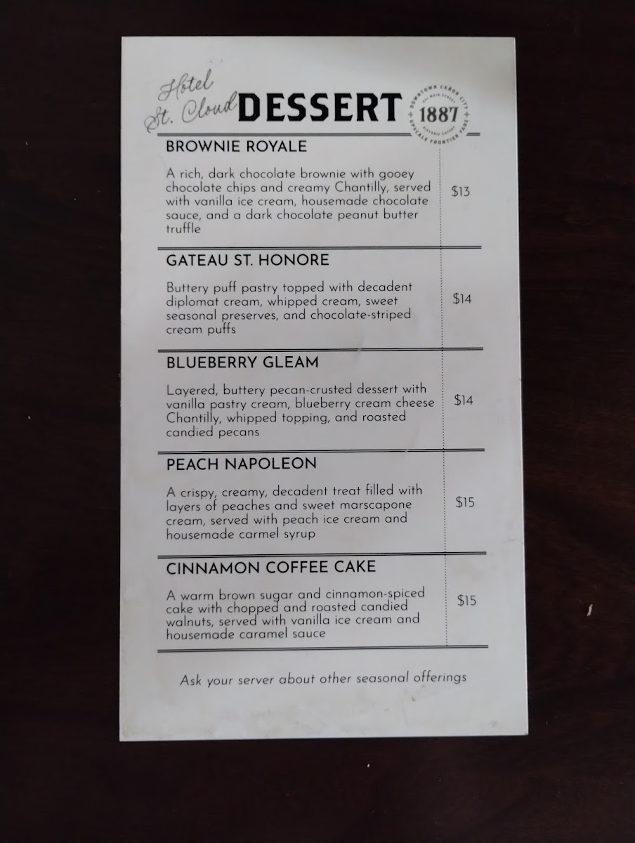 1887 Historic Eatery menu board
