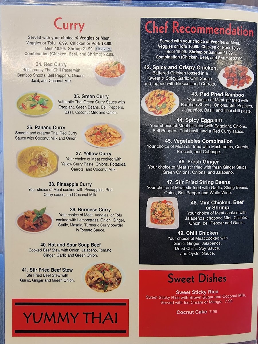 Yummy Thai menu board