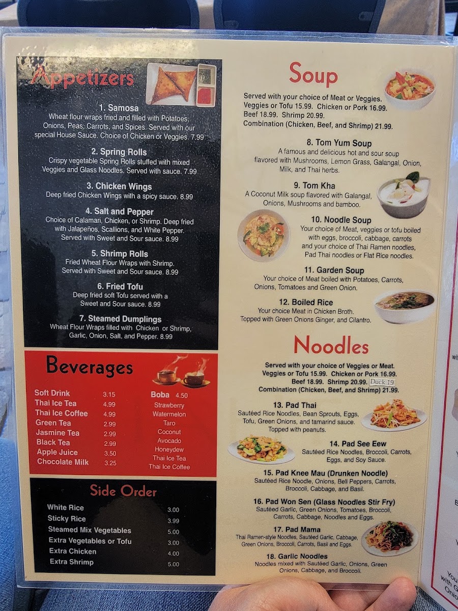 Yummy Thai menu board