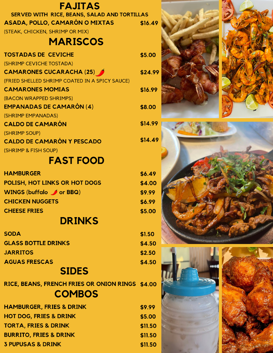 Tacos & Pupusas Gonzalez menu board