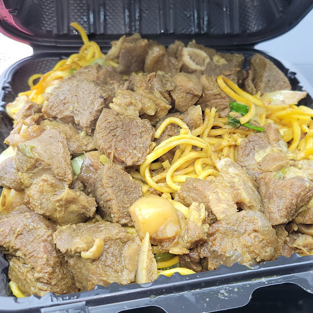 Curry Goat with Chow Mein