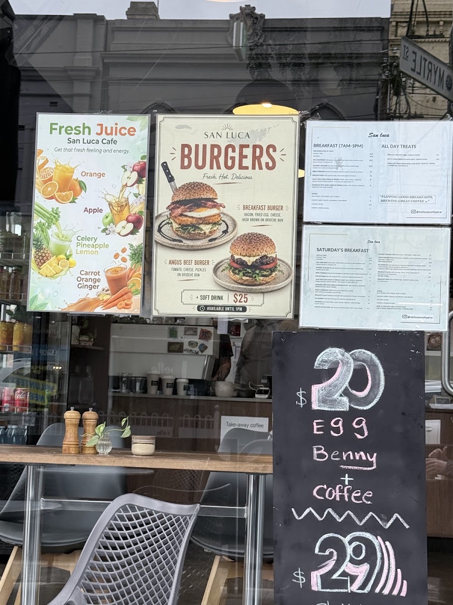San Luca Cafe menu board