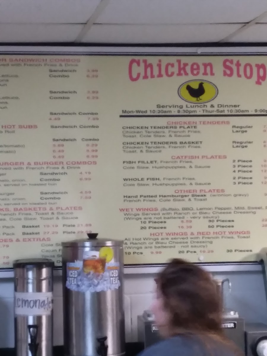 Chicken Stop Inc menu board