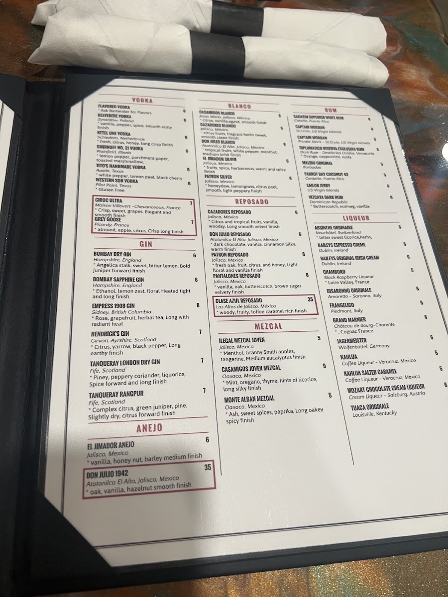 Sloppy Joes Bar & Grill menu board