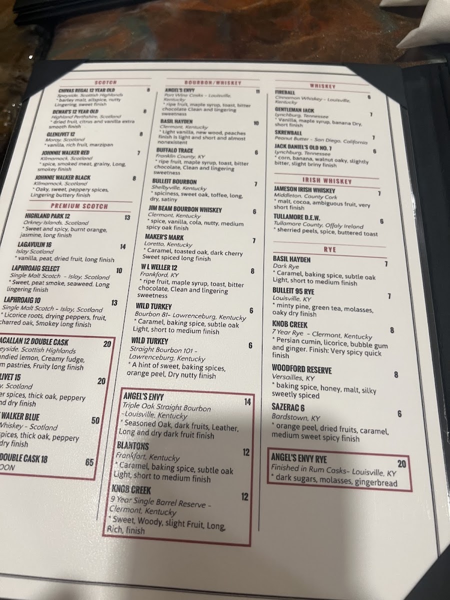Sloppy Joes Bar & Grill menu board