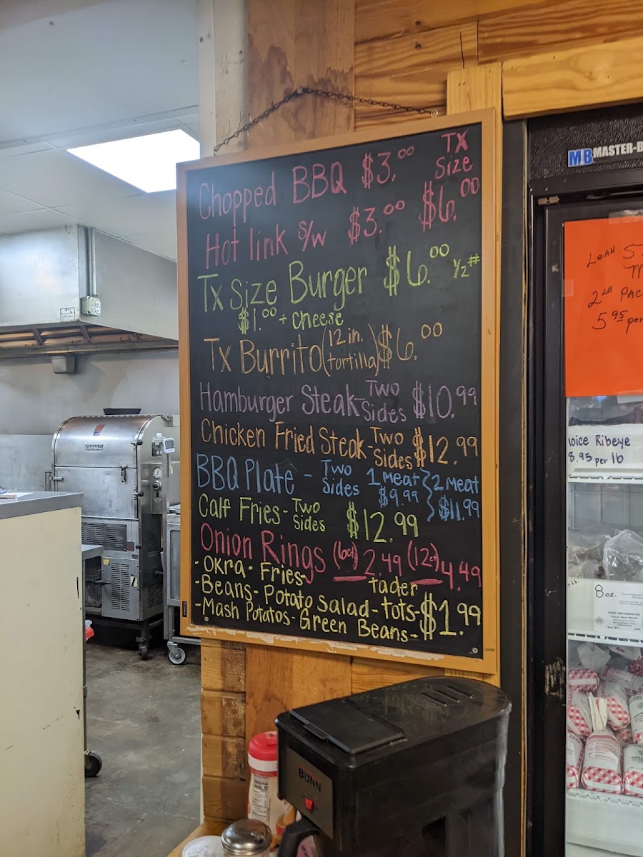 Texas Best Beef Jerky menu board