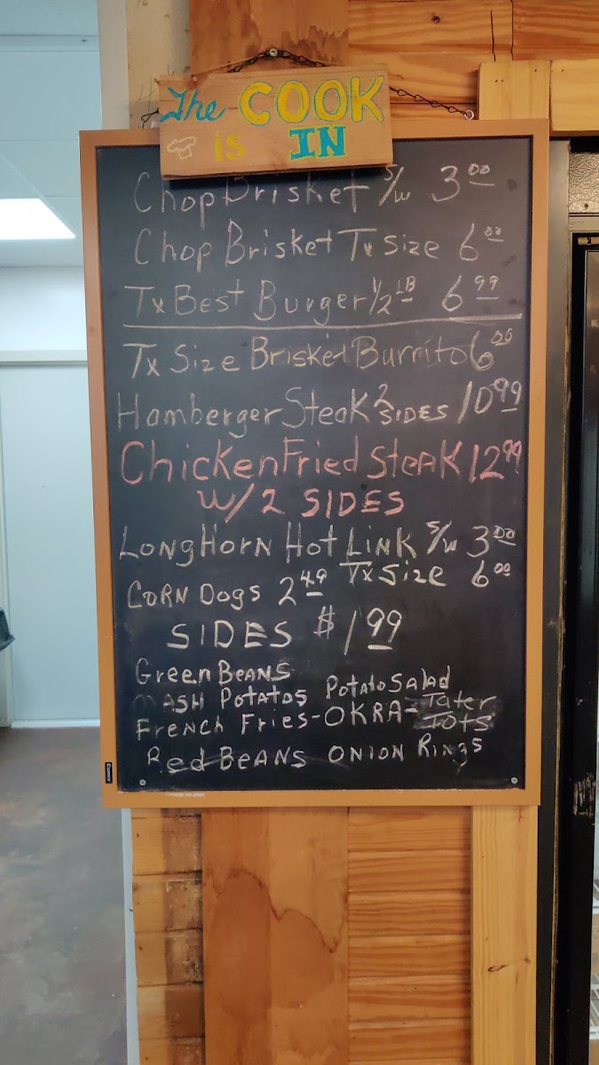 Texas Best Beef Jerky menu board