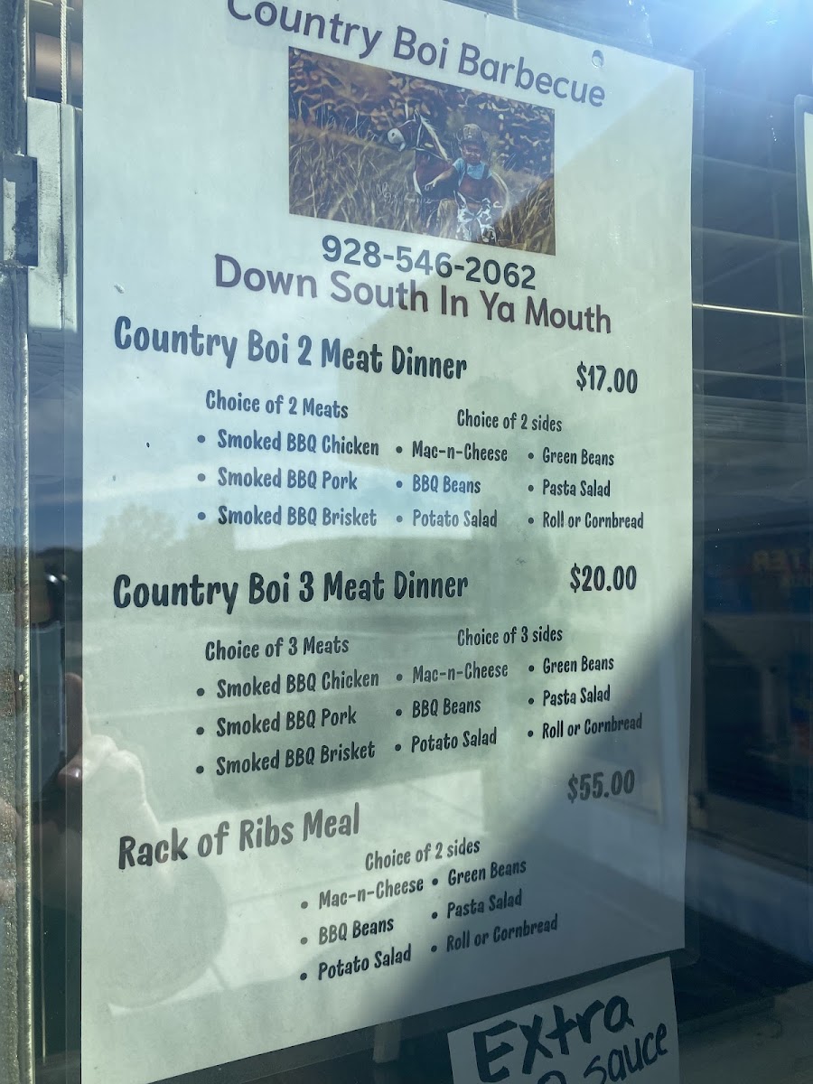 Country Boi BBQ - The Smoke Shack menu board