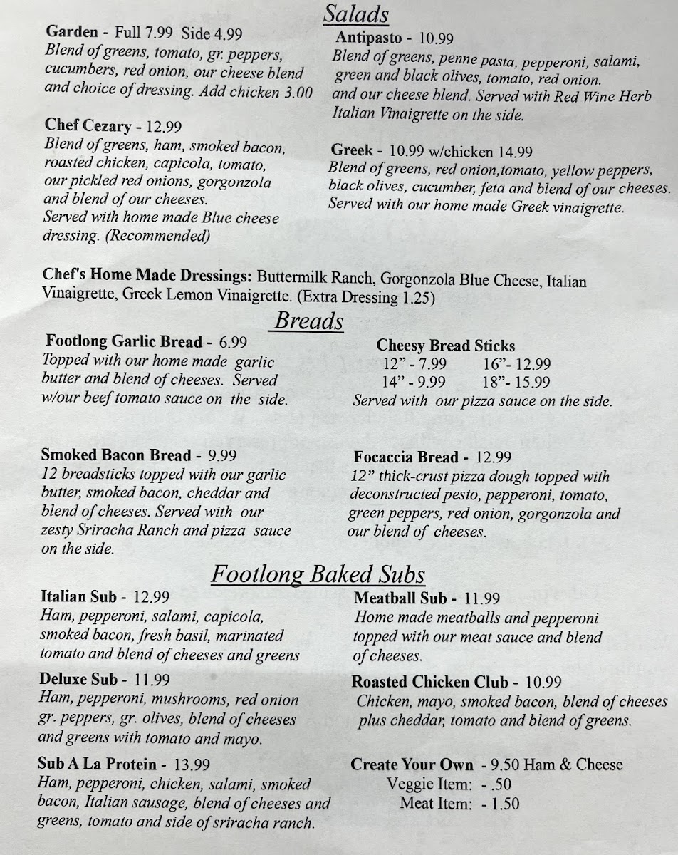 Stromboli's Express menu board