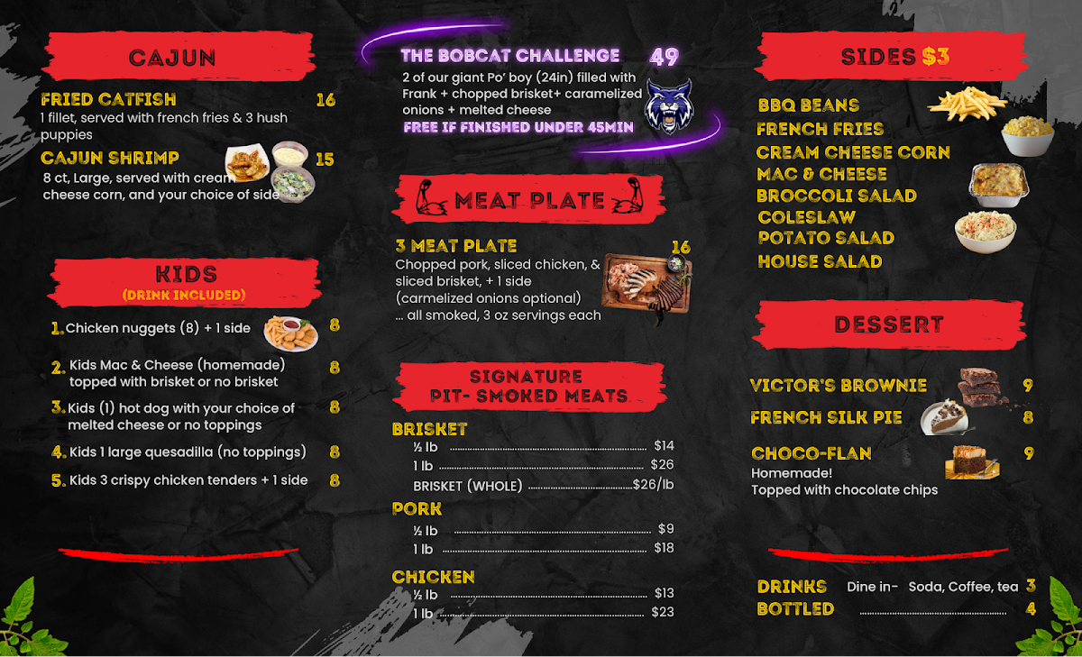 Victor's BBQ menu board