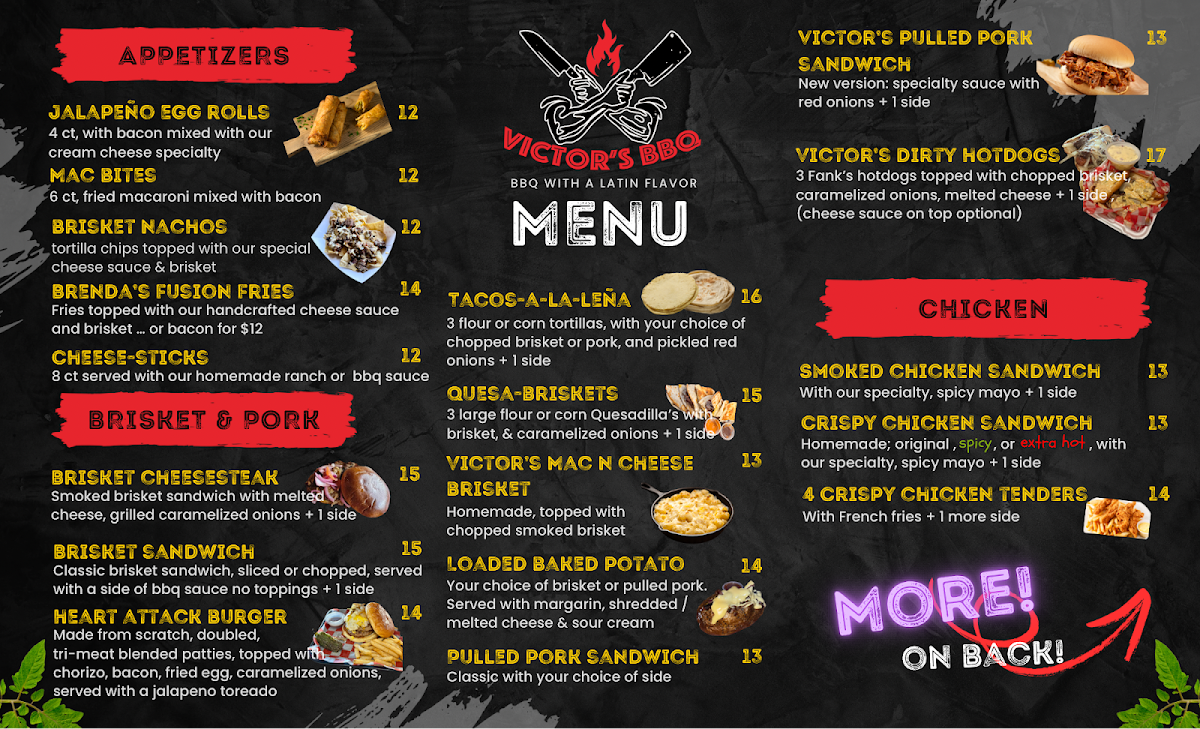 Victor's BBQ menu board