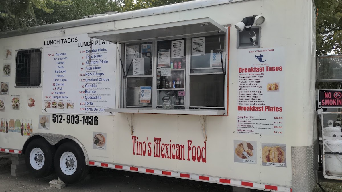 Tino's tex- Mexican food menu board