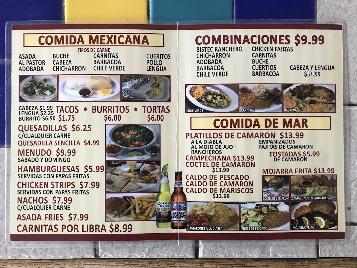 Tacos Ayala Restaurant menu board