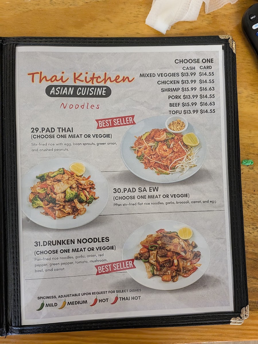 Thai Kitchen menu board