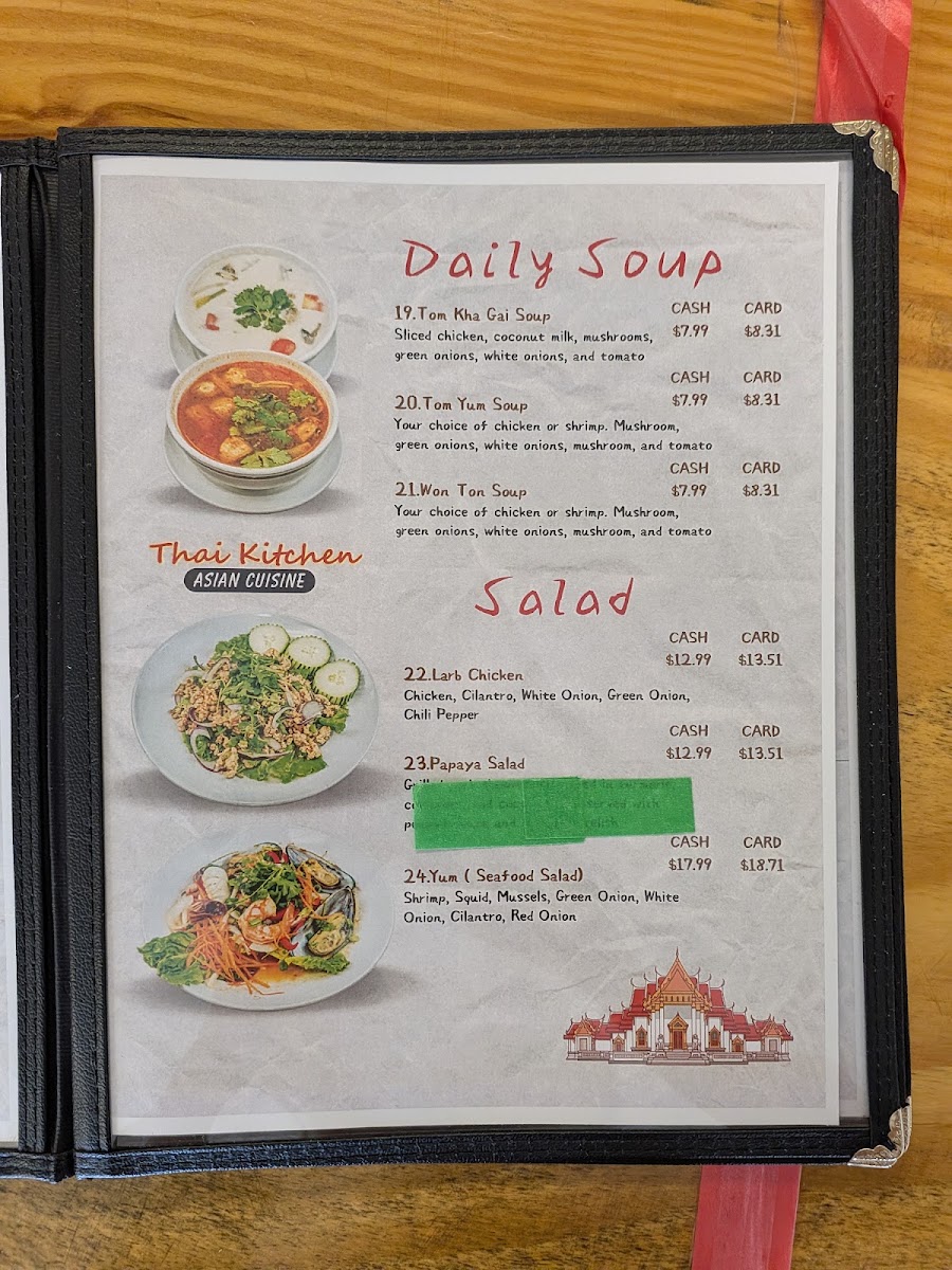 Thai Kitchen menu board