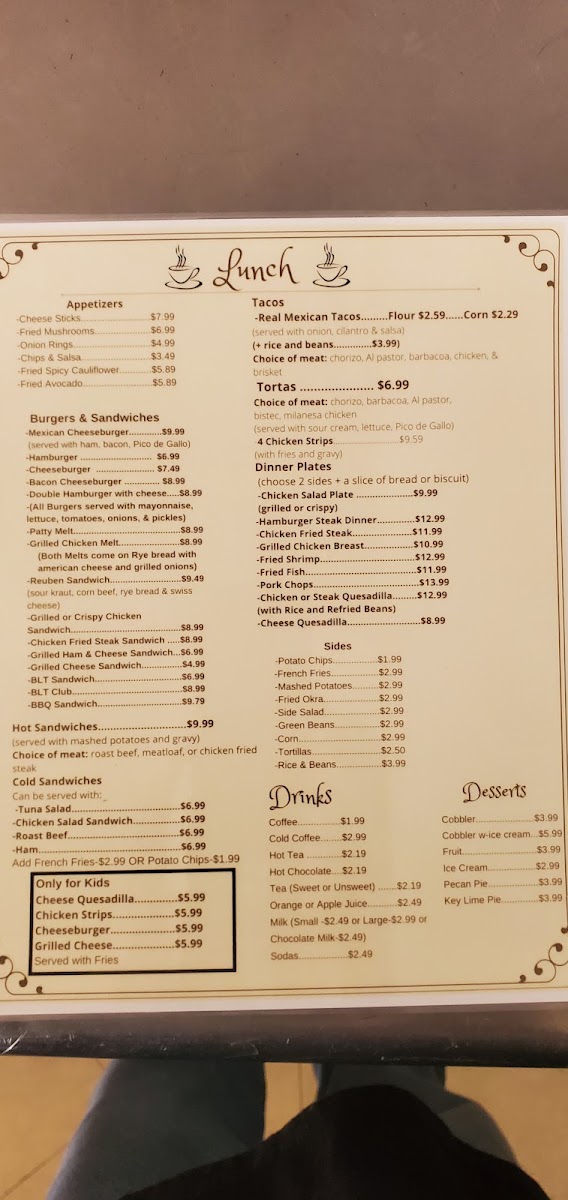 Henderson Cafe menu board