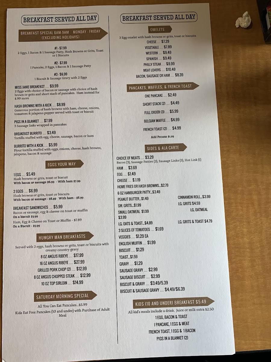 Henderson Star Cafe menu board