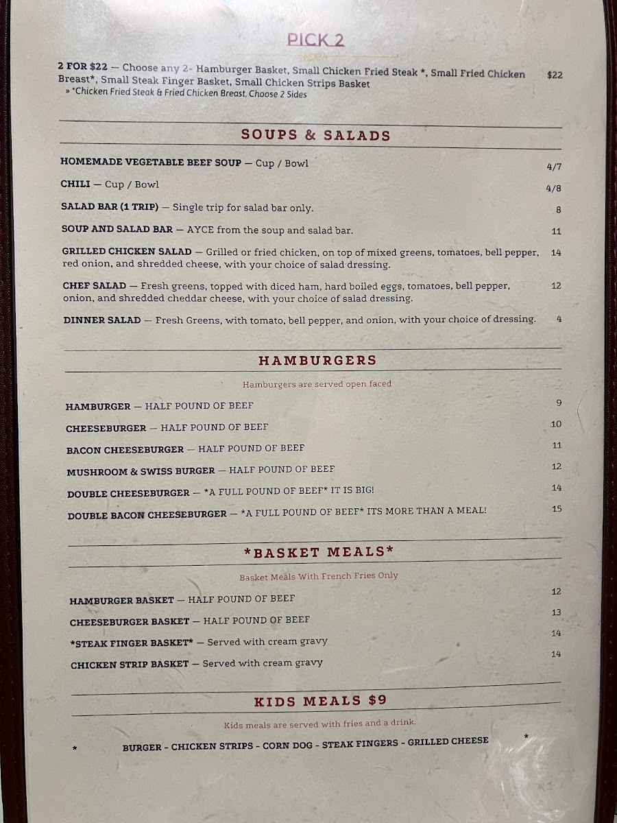 Henderson Star Cafe menu board