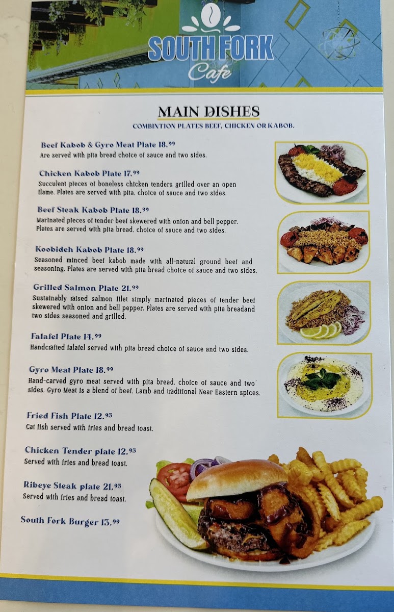 South Fork Cafe Plano menu board