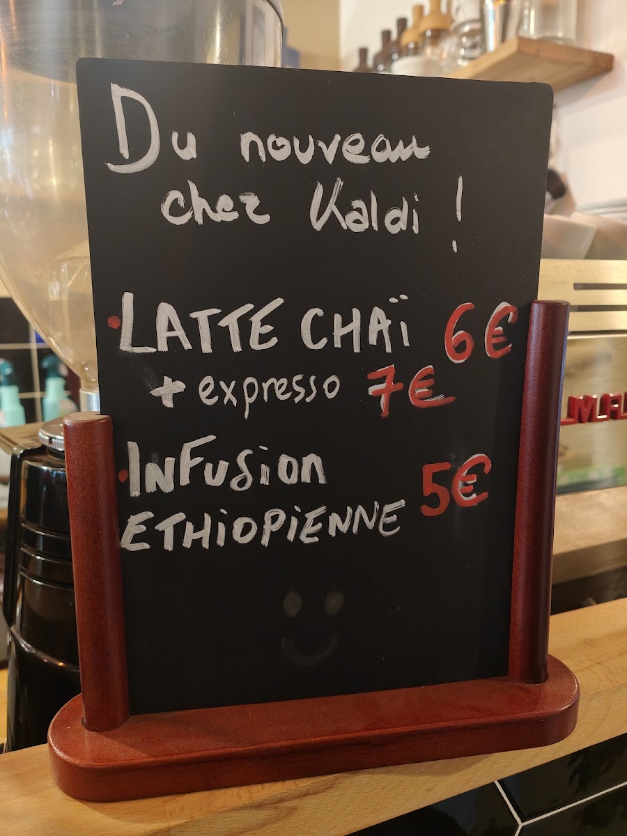 Cafe Kaldi menu board