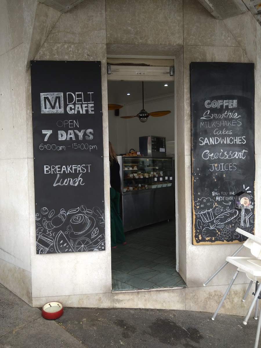M Deli Cafe menu board