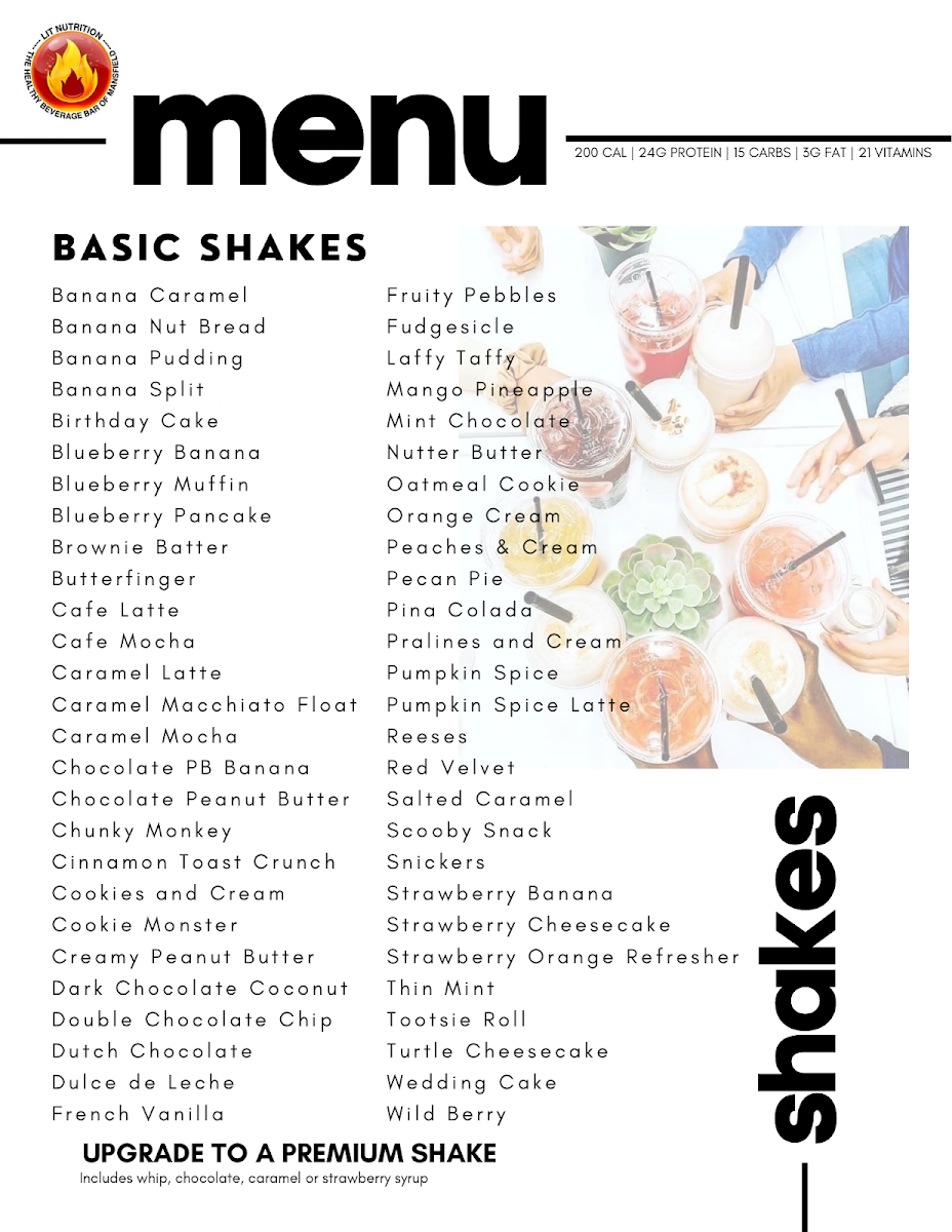 Lit Nutrition menu board