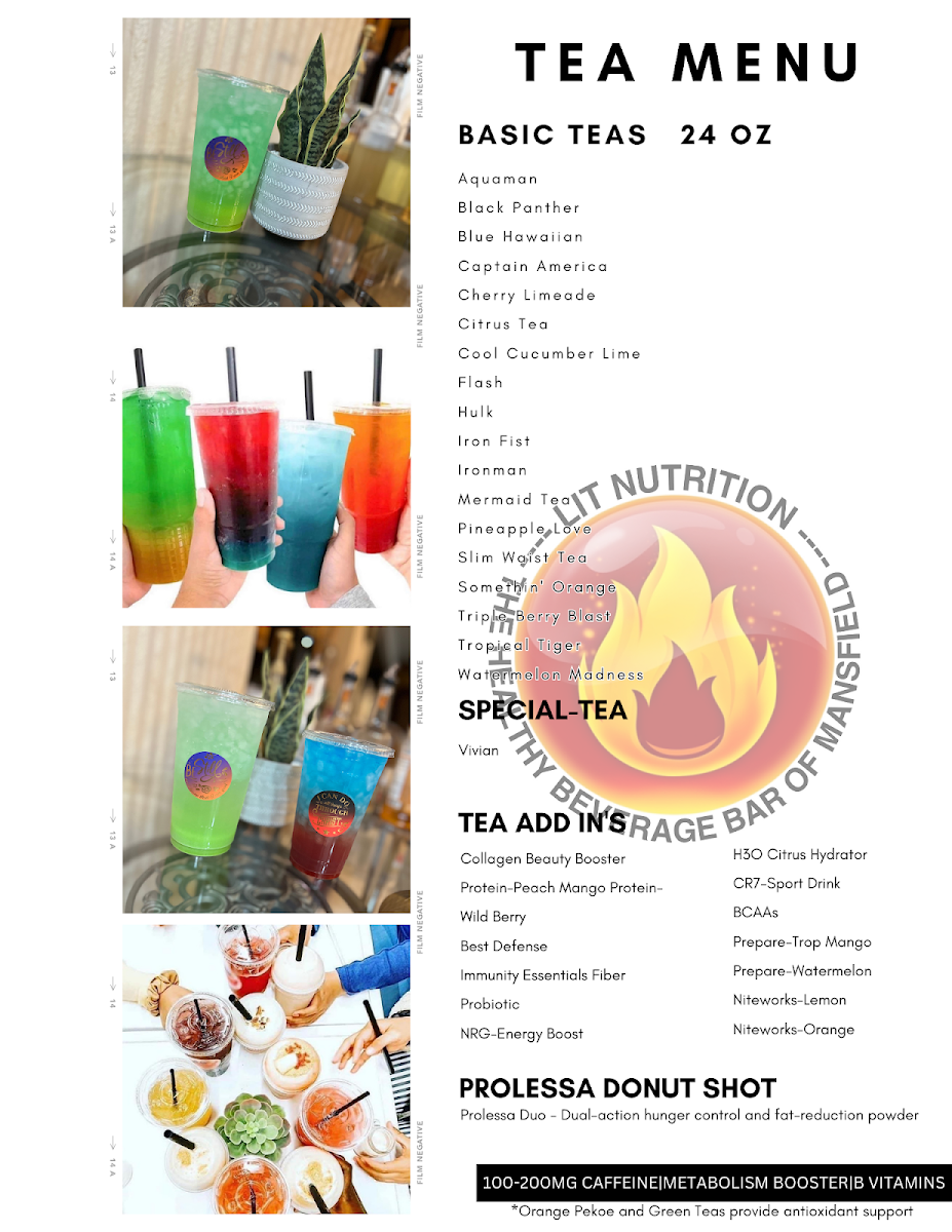 Lit Nutrition menu board