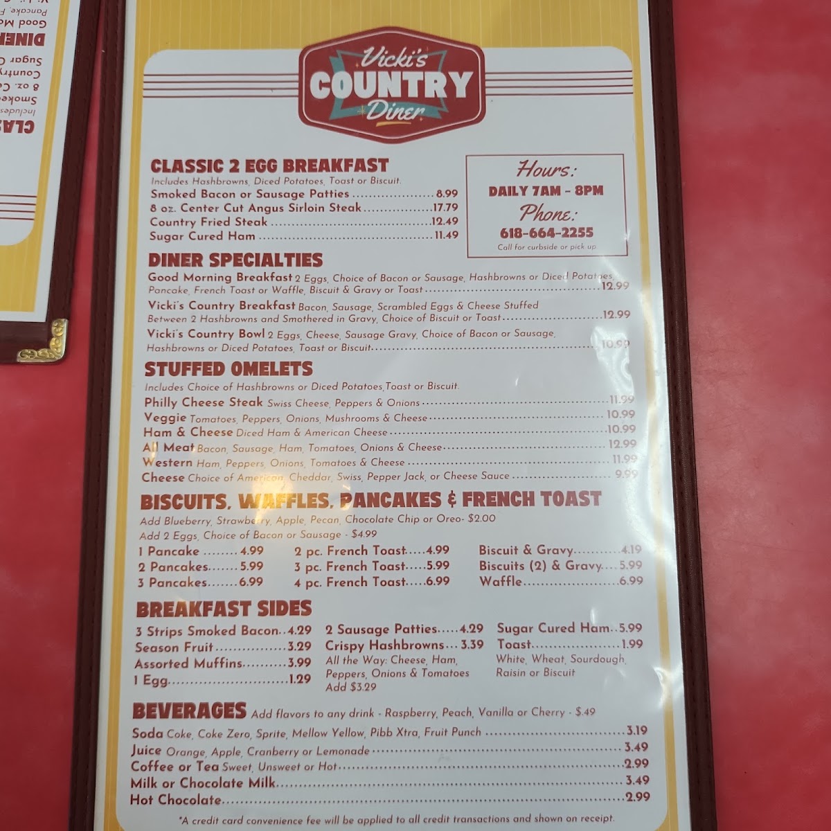 Vicki’s Country Diner menu board