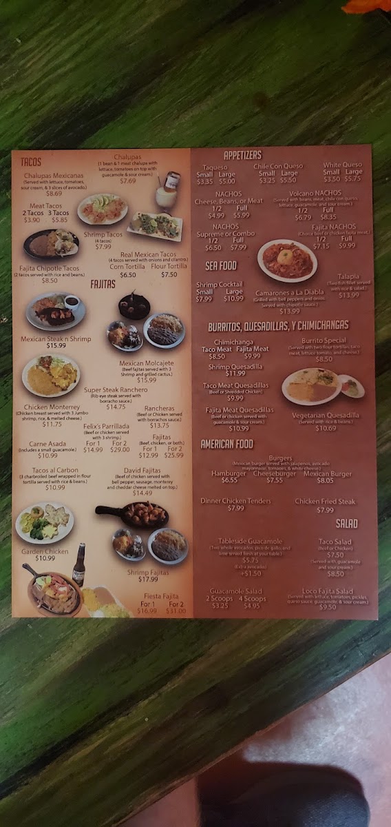 DON FELIX'S MEXICAN RESTAURANT menu board