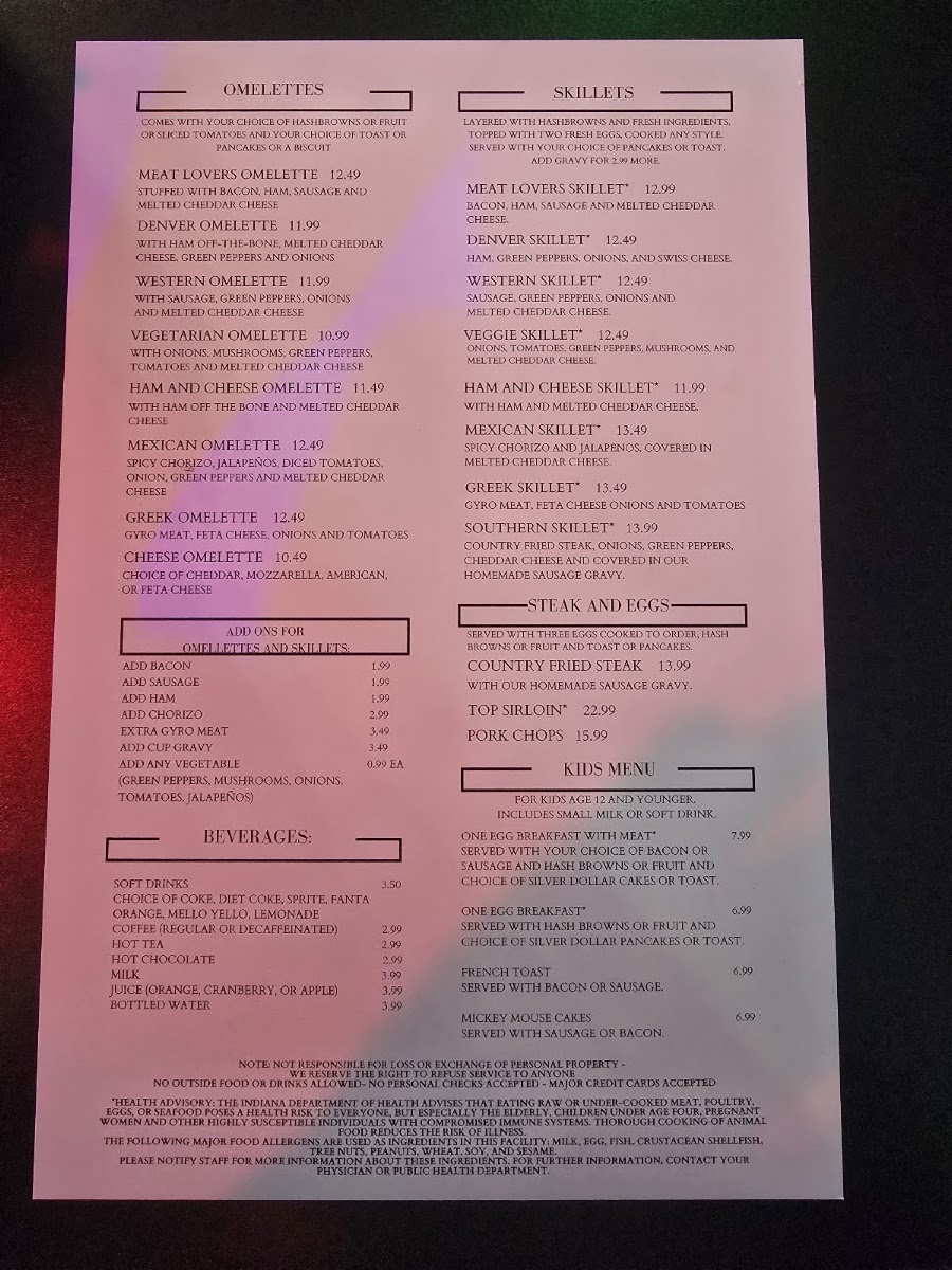 4KORNERS menu board