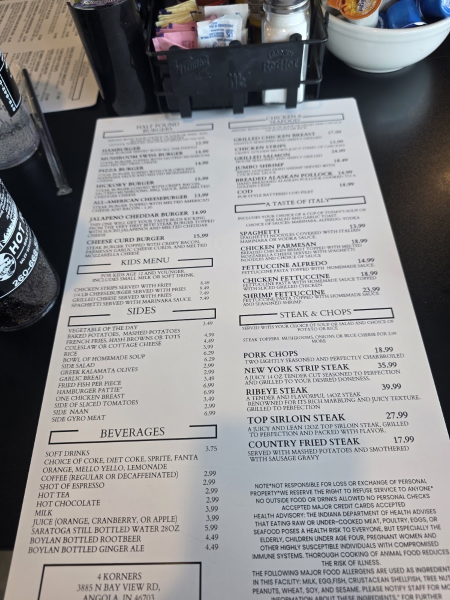 4KORNERS menu board