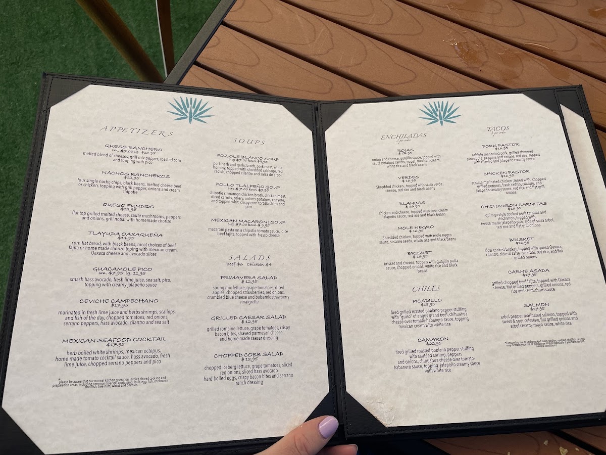 Tequila Ranch Cocina menu board