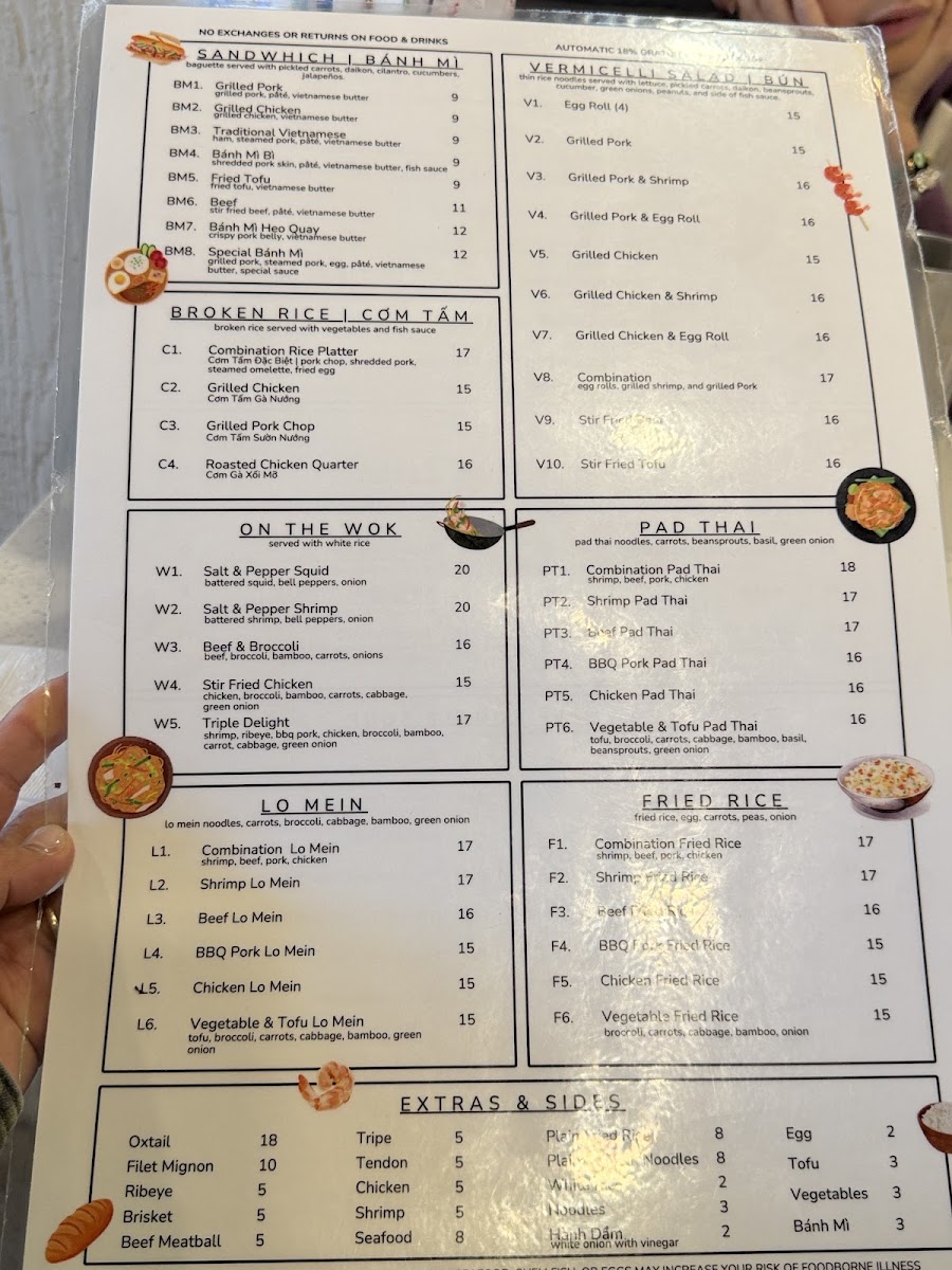 Stone Pho menu board