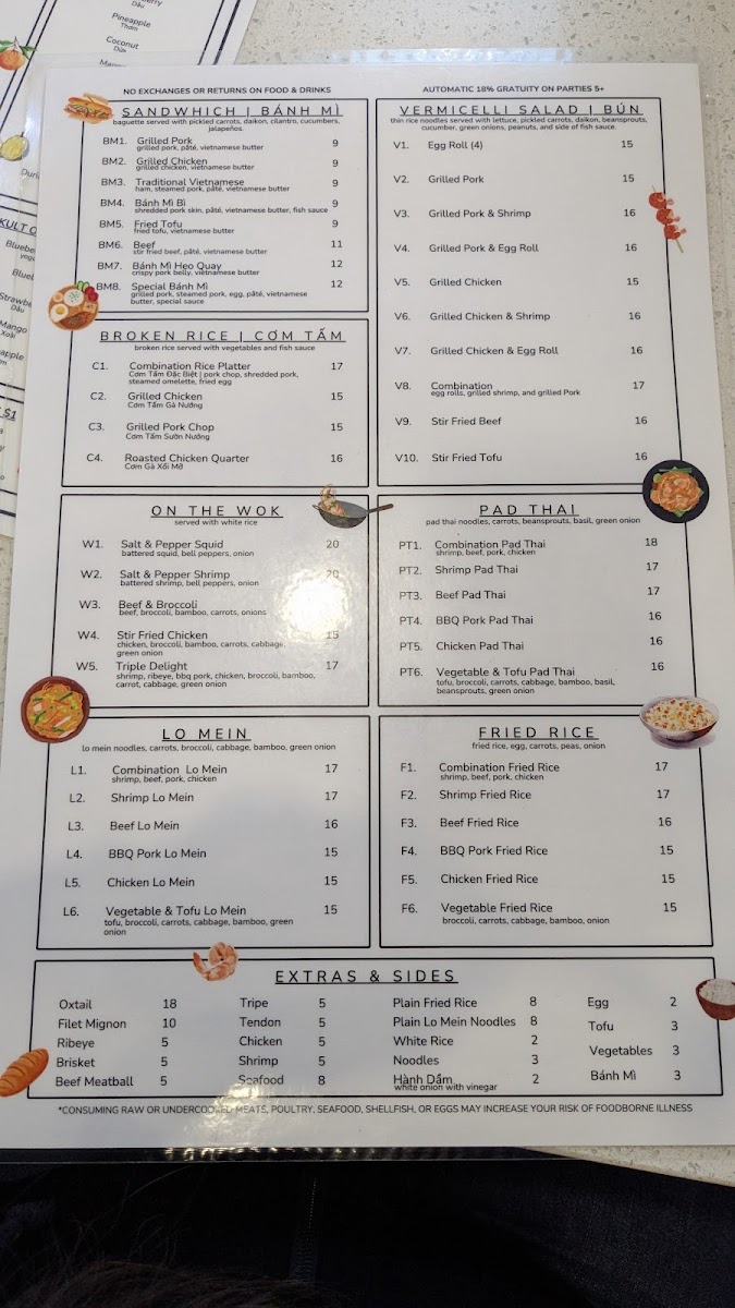 Stone Pho menu board