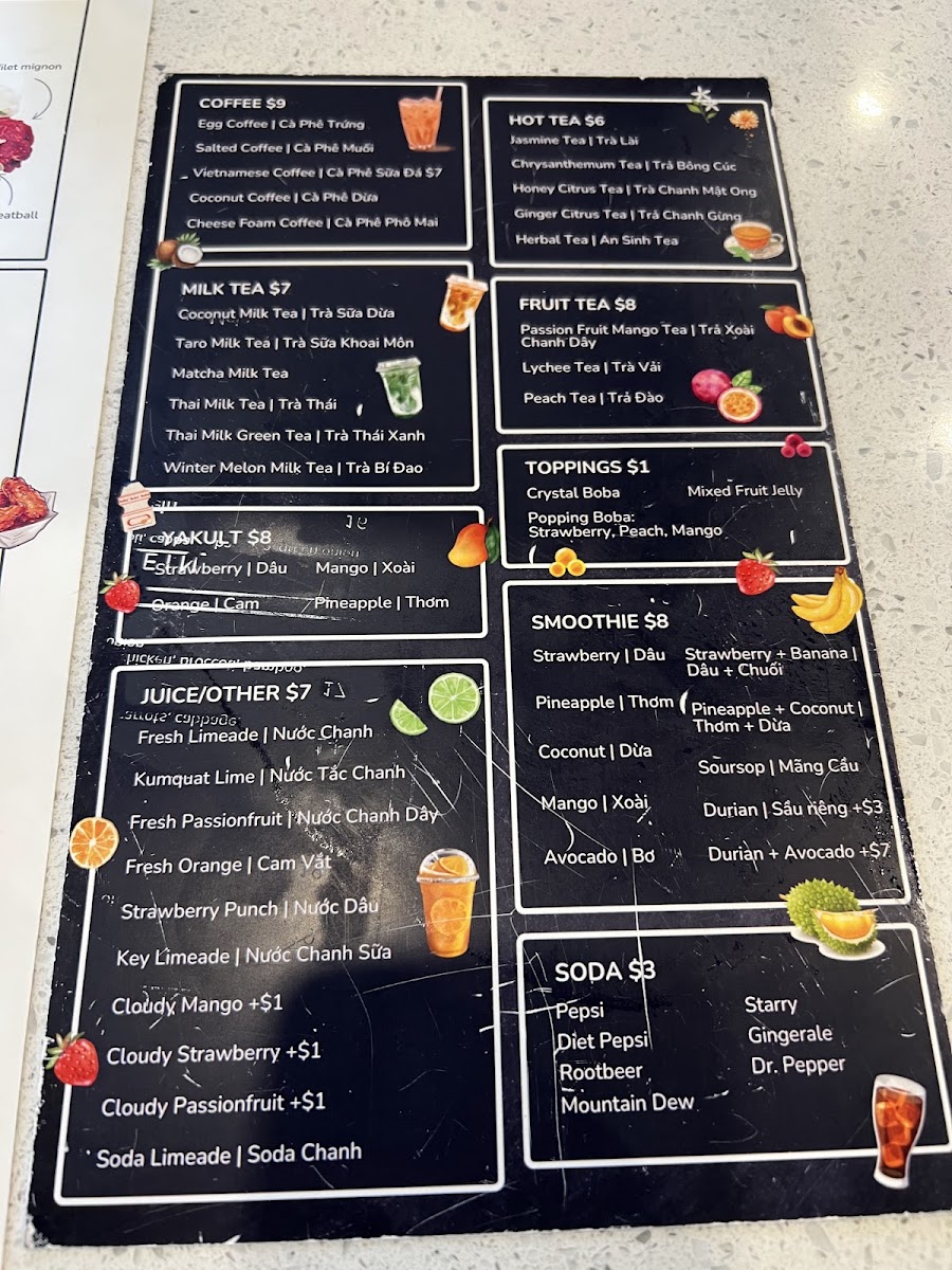 Stone Pho menu board