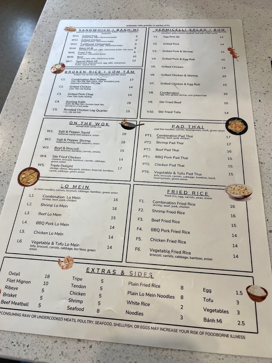 Stone Pho menu board